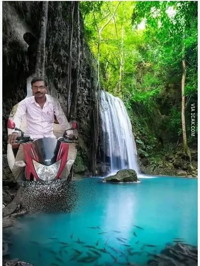 6 Editan Foto Orang di Air Mancur Ini Absurd Banget, Kocak