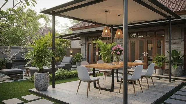 Teras dengan Kanopi atau Pergola