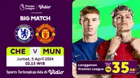 Chelsea vs Manchester United, Jumat, 5 April 2024. (Sumber: Dok. Vidio.com)