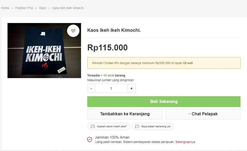 Kaos Ikeh dijual bebas. 