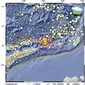 Gempa magnitudo 5,3 menggetarkan wilayah Kabupaten Maluku Barat Daya, Maluku pada Senin (8/4/2024) pagi. (Foto: BMKG)