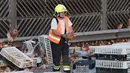 Seorang petugas damkar menangkap ayam yang lepas di jalan raya A1 di Asten dekat Linz, Austria (4/7). Akibat kecelakaan truk unggas ini ratusan ayam lepas dari tempatnya. (AFP Photo/APA/FOTOKERSCHI.AT/KERSCHBAUMMAYR)