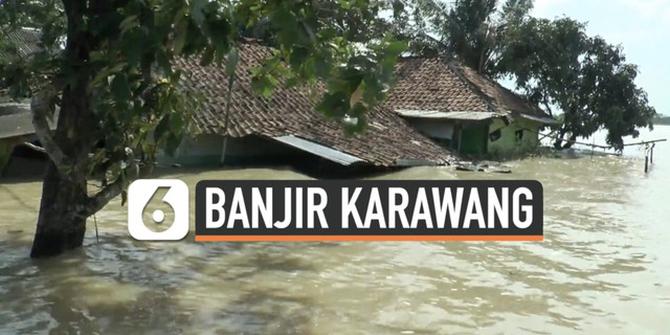 VIDEO: Tinggi Air Capai 2 Meter, Ribuan Rumah di Karawang Masih Terendam Banjir