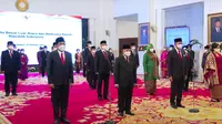 Jokowi melantik 17 Duta Besar (dubes) Duta Besar (dubes) Luar Biasa Berkuasa Penuh (LBBP) Republik Indonesia di Istana Negara Jakarta, Senin (25/10/2021). (Istimewa)