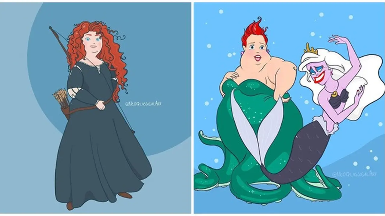7 Ilustrasi Karakter Disney Jadi Model Plus Size Ini Tetap Memesona