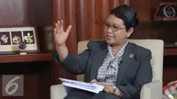 Menteri Luar Negri Retno L.P Marsudi saat wawancara khusus dengan tim Liputan6.com di Gedung kementerian Luar Negri, Jakarta,  Senin(12/10/2015). (Liputan6.com/Angga Yuniar)