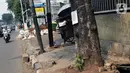 Penanda berlogo Pemprov DKI Jakarta terlihat di salah satu pohon yang akan direvitalisasi di Kawasan Kemang, Jakarta, Sabtu (9/11/2019). Sejumlah pohon akan direvitalisasi dan ditebang karena beberapa alasan salah satunya, posisinya dianggap merusak saluran. (Liputan6.com/Helmi Fithriansyah)