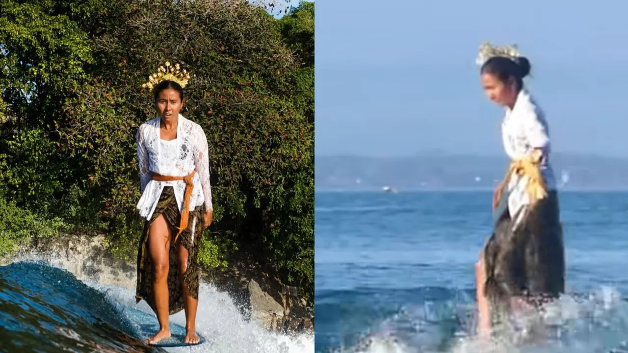 Sosok Flora Christin Butarbutar, Peselancar Indonesia Curi Perhatian Saat Surving dengan Kebaya di Bali. (https://www.instagram.com/florachristin/?hl=en)