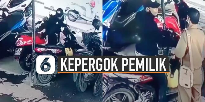 VIDEO: Kepergok Pemilik, Maling Motor Cengengesan Salah Tingkah