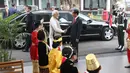 Presiden Jokowi menyambut PM India, Narendra Modi di Istana Merdeka, Jakarta, Rabu (30/5). Kedatangan PM Modi ke Indonesia merupakan kunjungan resmi pertama ke Indonesia sebagai balasan atas kunjungan kenegaraan Jokowi. (Liputan6.com/Angga Yuniar)