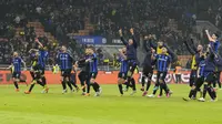 Kemenangan ini sekaligus menghentikan rekor apik Napoli, yang tidak terkalahkan dalam 22 laga, termasuk rentetan kemenangan beruntun dalam 11 laga terakhir di arena Serie A. (AP Photo/Luca Bruno)