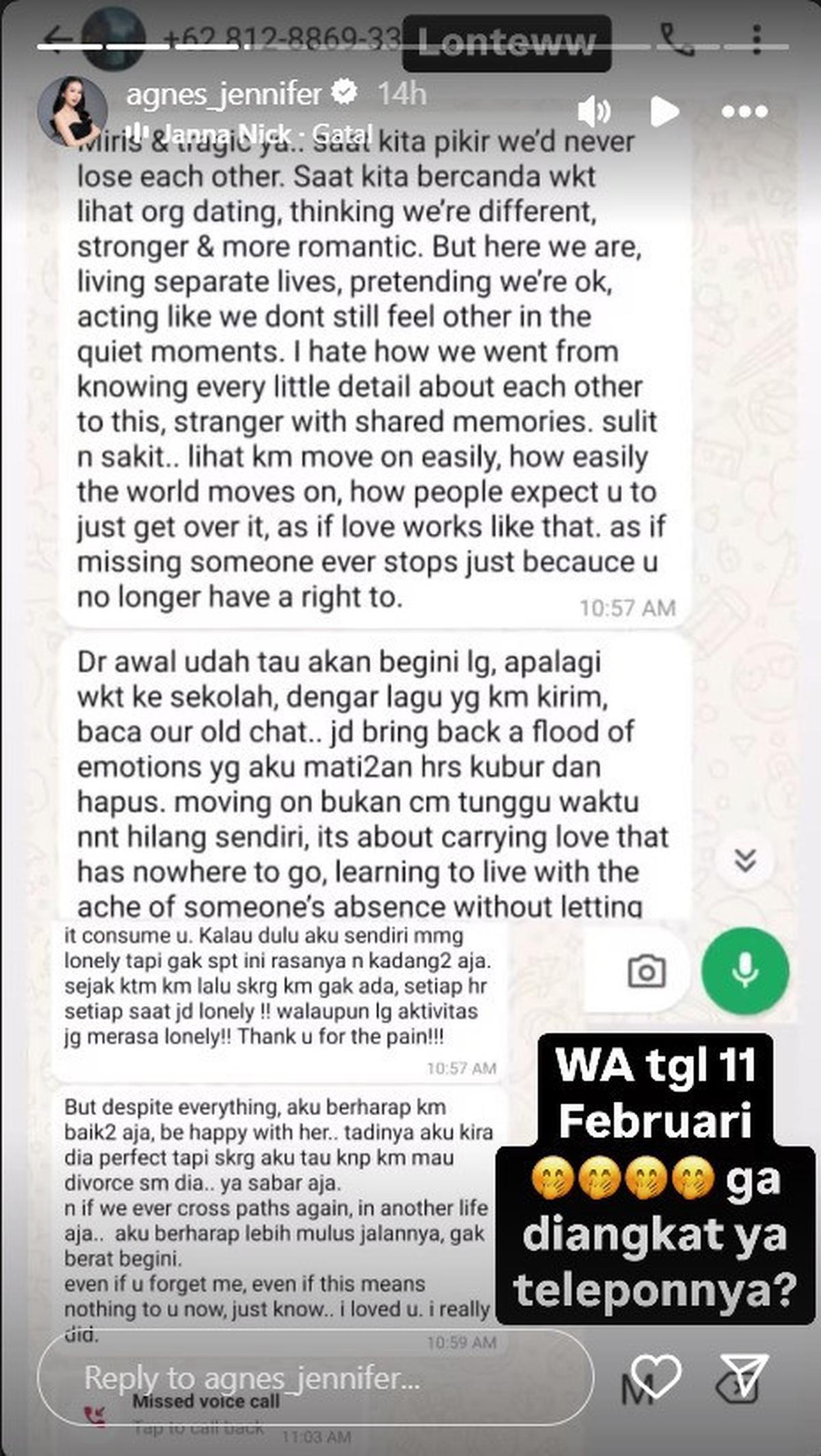 Agnes Jennifer Bongkar Chat Rahasia, Gayung Love Pink Masih Kejar Suaminya Diam-Diam Meski Sudah Diblock