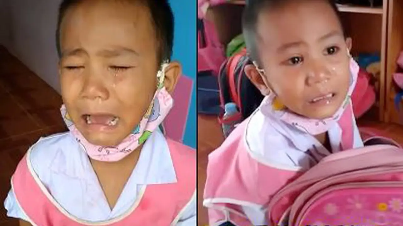 Viral, Video Menggemaskan Bocah yang Menangis karena Kehilangan Masker