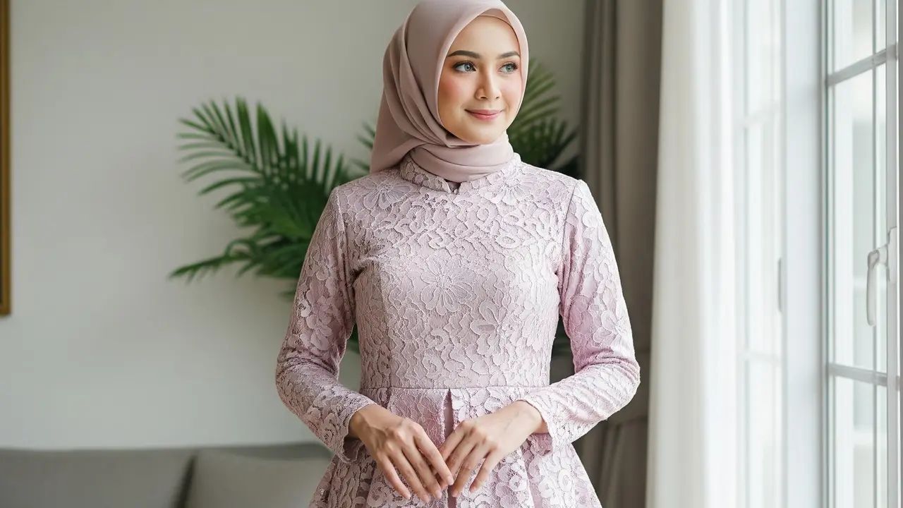 Model Gamis Terbaru Brokat Kombinasi Satin