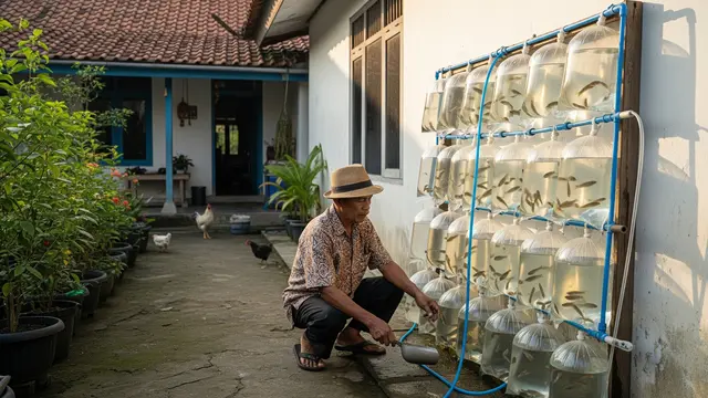 Kolam Vertikal Dinding dengan Kantong Air