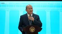 Menteri Investasi dan Kepala Badan Koordinasi Penanaman Modal (BKPM), Rosan Perkasa Roeslani, dalam konferensi pers di Istana Negara, Jakarta, Rabu (23/4/2025). (Tira/Liputan6.com)