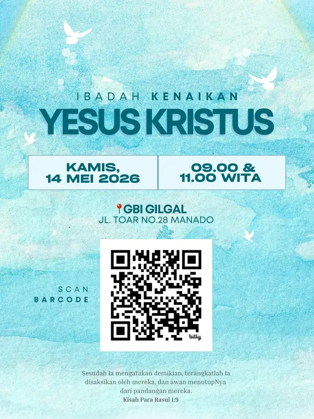 Jadwal Misa Kenaikan Yesus Kristus 2026 di GBI GILGAL Manado (Foto: Instagram @gbigilgal_mdo)