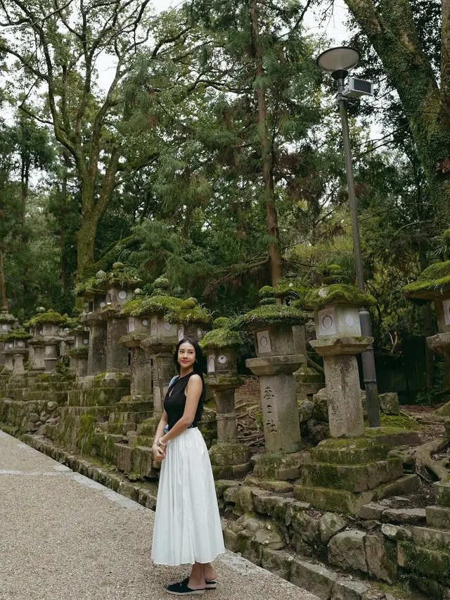 7 Potret Seru Anya Geraldine Main Bareng Rusa di Kota Nara
