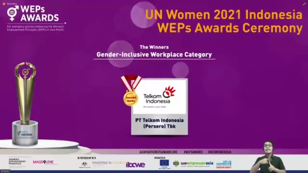 Wujudkan Kesetaraan Gender di Tempat Kerja, Telkom Raih Penghargaan UN Women 2021 Indonesia WEPs
