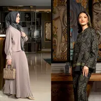 Set blouse bermotif yang santai dan elegan seperti dikenakan Raline Shah cocok untuk perayaan Lebaran hari ke-2. [@minimal_stores]