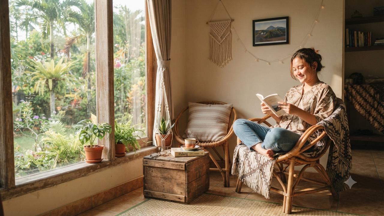 Sudut healing di rumah tanpa renovasi dan biaya mahal yang hasilnya cozy nyaman dekat jendela untuk vitamin D alami