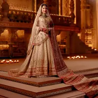 Penampilan Radhika Merchant di Hari Pertama Pernikahanya Bersama Anant Ambani. [@luismonteirophotography]