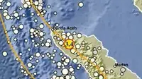 Gempa Magnitudo 3,4 menggetarkan wilayah Kabupaten Pidie Jaya, Aceh, Rabu pagi (3/1/2024). (Liputan6.com/ Dok BMKG)