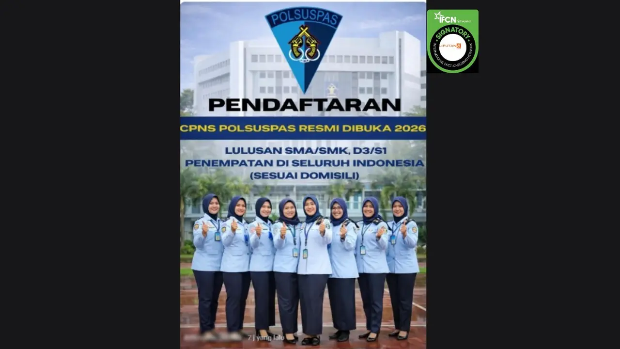 Cek Fakta Liputan6.com mendapati klaim link pendaftaran CPNS Polsuspas 2026 yang beredar di media sosial.