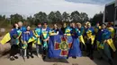 49 tawanan perang Ukraina merupakan tentara angkatan bersenjata Ukraina, garda nasional, polisi nasional, dinas penjaga perbatasan negara, serta para pejuang dari pertempuran Azvostal 2022 di Mariupol. (Anatolii STEPANOV/AFP)