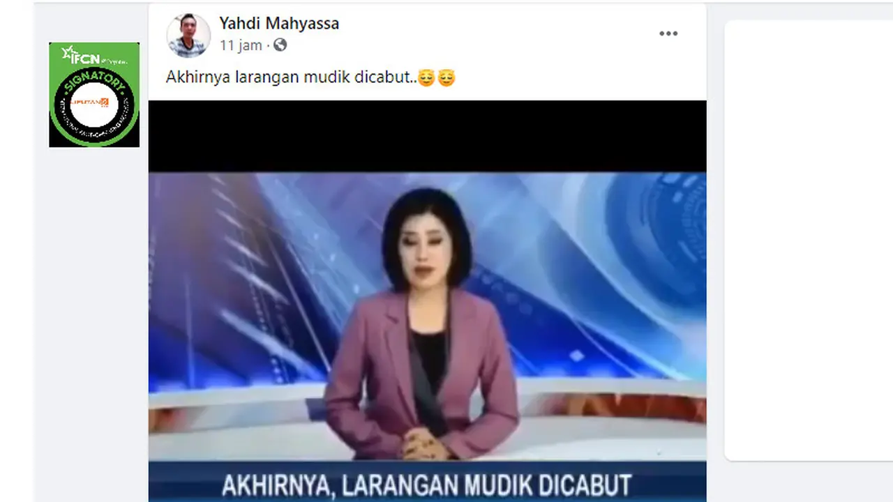 Cek Fakta Liputan6.com menelusuri klaim siaran berita larangan mudik dicabut