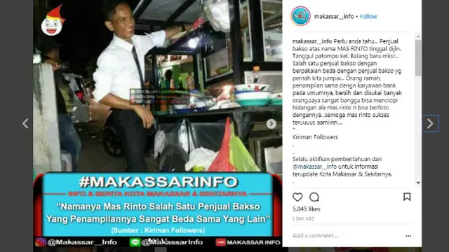 Gaya Necis Pedagang Bakso di Makassar
