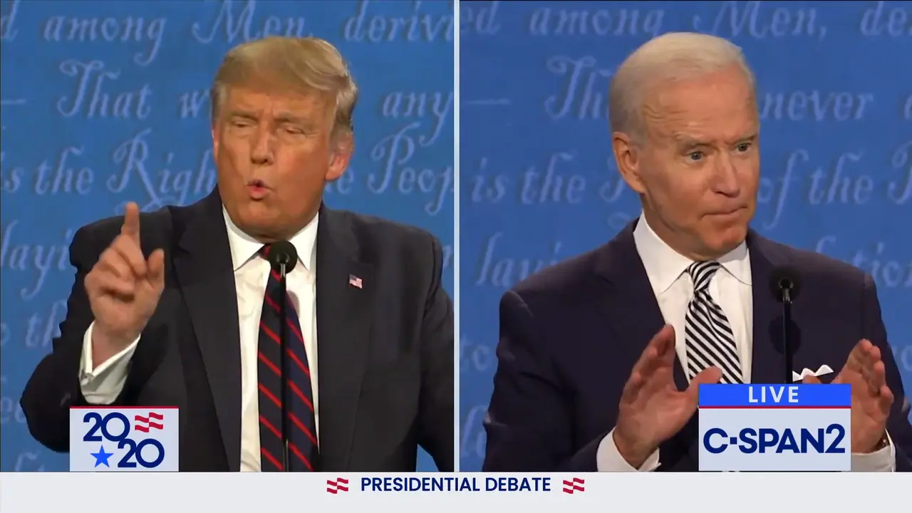 Presiden Donald Trump dan mantan Wakil Presiden Joe Biden di debat perdana capres AS 2020.
