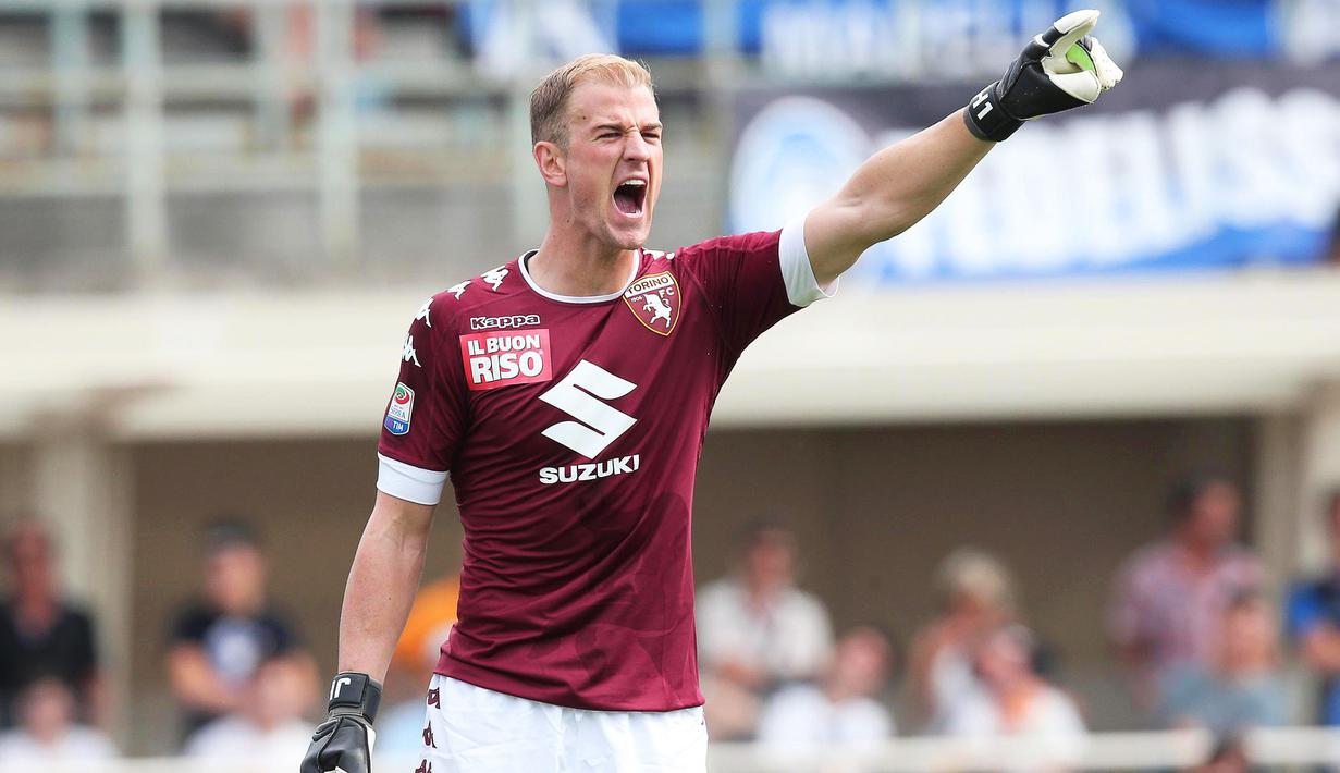 Teriakan Joe Hart saat timnya Torino melawan  Atalanta Bergamo pada lanjutan liga Italia Serie A di Atleti Azzurri d'Italia stadium,  Bergamo, Italy (12/9/2016) dini hari WIB.. Atalanta menang 2-1. (EPA/Paolo Magni)