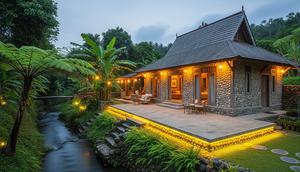 Rumah Sederhana di Desa Dekat Sungai Kecil. dok: Gemini AI