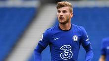 1. Timo Werner - Bomber berusia 24 tahun asal Jerman ini didatangkan Chelsea dari klub Bundesliga RB Leipzig. Chelsea mengeluarkan dana sebanyak 53 juta euro untuk melabuhkan Kai Havertz dari RB Leipzig. (AFP/Glyn Kirk)