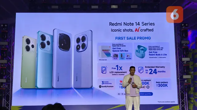 Marketing Director Xiaomi Indonesia, Andi Renreng, saat peluncuran Redmi Note 14 Series. Liputan6.com/Agustinus Mario Damar