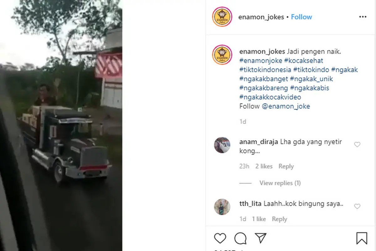 Viral di media sosial, terlihat sebuah kendaraan mini berbentuk truk kontainer tengah membawa barang dan orang di bagian belakang.