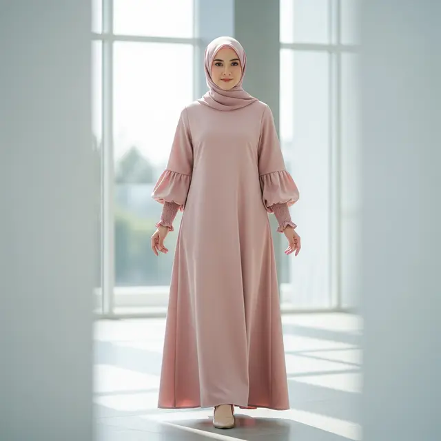 Model Gamis Terbaru Bahan Katun