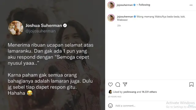 Joshua Suherman (Foto: Instagram/jojosuherman)
