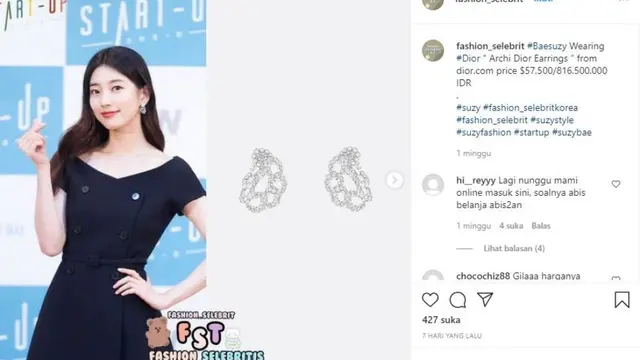 Warganet Heboh Bae Suzy Pakai Anting Seharga Nyaris Rp1 Miliar