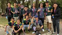 Skuad Persikabo 1973 turut menyaksikan balapan Formula E 2023 Jakarta yang digelar di Jakarta International e-Prix Circuit, Jakarta, Sabtu (3/6/2023). (Bola.com/Zulfirdaus Harahap)