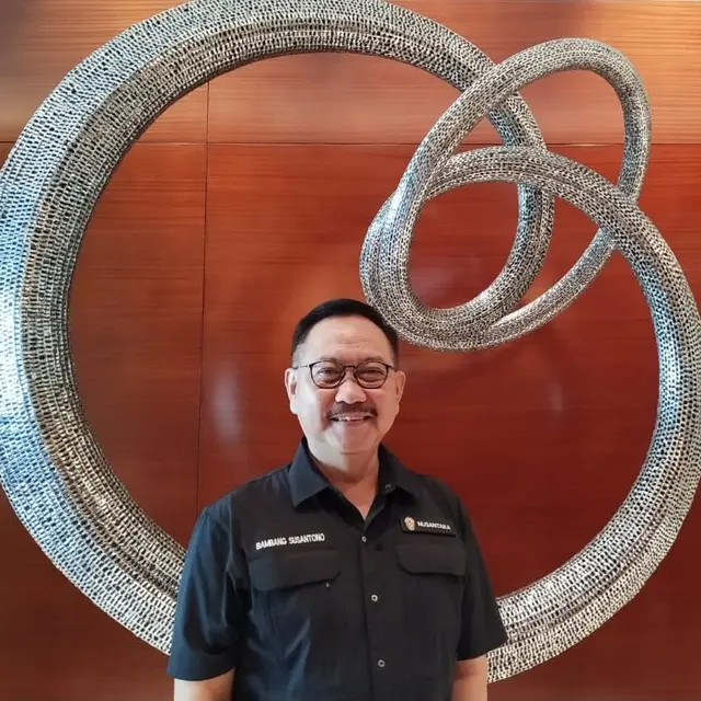 Kepala Badan Otorita Ibu Kota Negara (IKN) Nusantara, Bambang Susantono di SCTV Tower, Senayan, Jakarta Selatan, Selasa (20/6/2023). (Anisyah Al Faqir/Merdeka.com)
