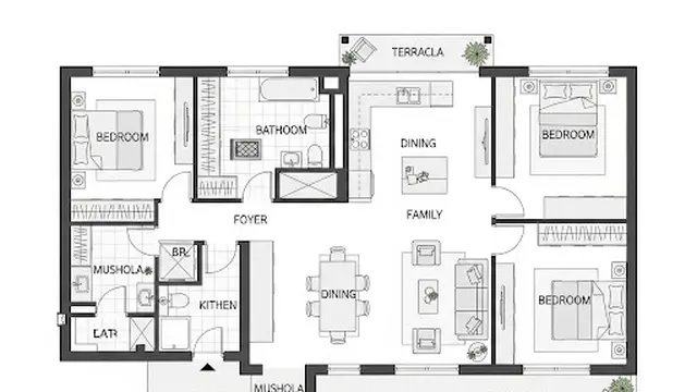 Rumah 3 Kamar 1 Mushola