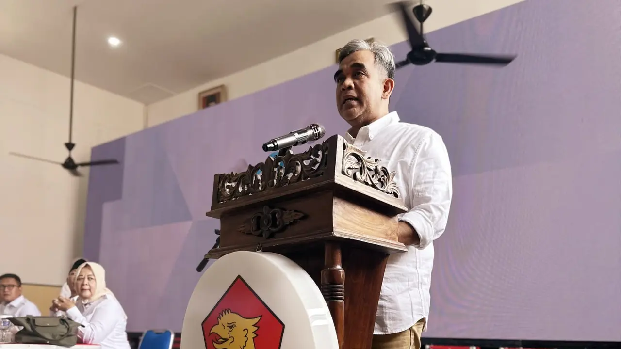 Sekjen Partai Gerindra Ahmad Muzani menghadiri konsolidasi akbar DPD Gerindra Lampung pada Jumat (8/12).