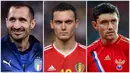 Foto kolase pemain yang terpilih dalam 5 benteng pertahanan gaek yang akan tampil di perhelatan Euro 2020 (Euro 2021). (Foto Kolase: AFP)