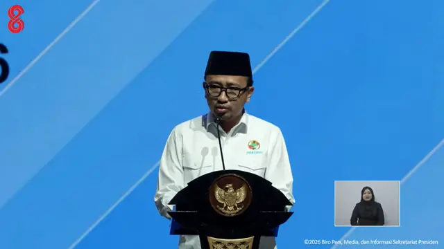 Ketua Umum Dewan Koperasi Indonesia (Dekopin) Bambang Haryadi dalam Perayaan Hari Koperasi Nasional ke-79 di Indonesia Arena, Gelora Bung Karno (GBK), Jakarta, Minggu (12/7/2026).