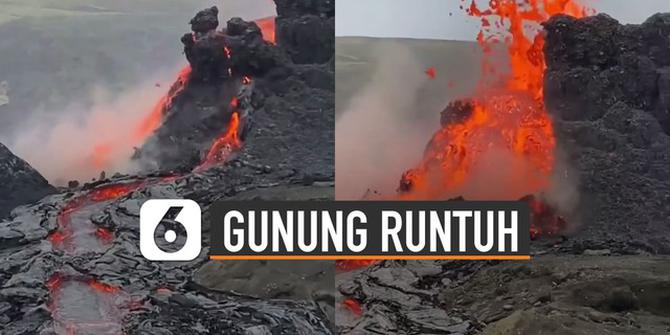 VIDEO: Ngeri, Detik-Detik Gunung Berapi Runtuh Terekam Kamera