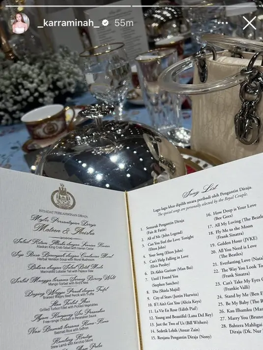 Salah satunya sepupu Pangeran Mateen, Karraminah. Terlihat ia membagikan set menu makan malam untuk tamu VVIP. [Foto: IG/british.hc.bn]