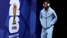 Kobbie Mainoo #16 dari Timnas Inggris tiba sebelum pertandingan Grup L Piala Dunia 2026 antara Panama dan Inggris di Stadion New York New Jersey pada 28 Juni 2026 di East Rutherford, New Jersey. (Mattia Ozbot/Getty Images melalui AFP)