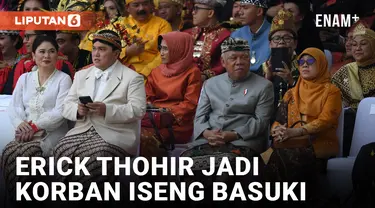 Iseng! Menteri PUPR Basuki 'Buka Baju' Erick Thohir saat Upacara